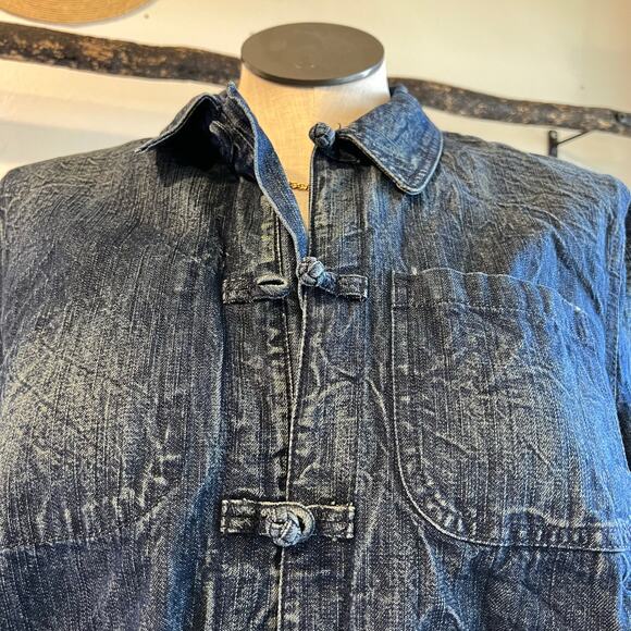 Ralph Lauren Cotton Denim Washed Worn Look Loop Button Chore Coat Size 1X - Picture 2 of 11